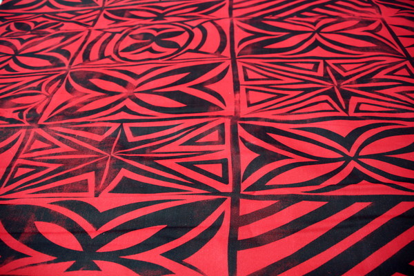 Bold Island Distressed Print Polycotton - Red & Black