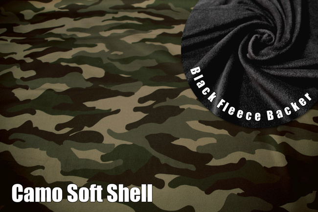 Army Camo Print - Waterproofed Soft Shell with Fleece Backing
