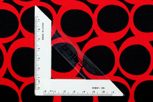 Red Retro Circles on Black Printed Cotton
