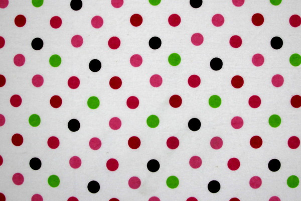 Multi Dots on White Printed Flannelette 