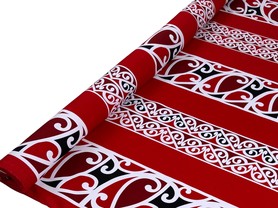 Designs of Aotearoa on Red Rayon