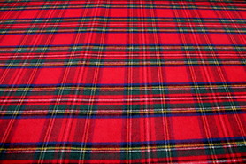 Red, Brushed Royal Tartan Wool Blend