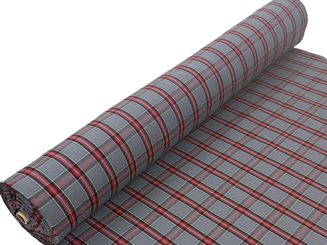 Red, Royal & Gold on Grey Brushed Cotton Check