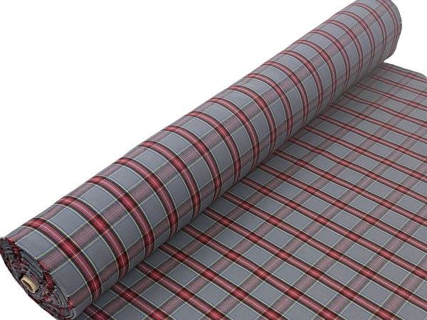 Red, Royal & Gold on Grey Brushed Cotton Check