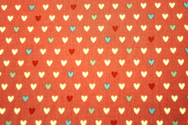 Mini Hearts on Guava Blush Printed Cotton 