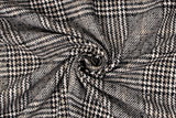 Black, Cream & Brown Houndstooth Check Wool Blend 