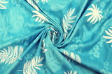 Island Palms on Turquoise Printed Cotton/Rayon Blend
