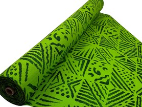 Green Tones on Lime Pacific Island Cotton Dobby