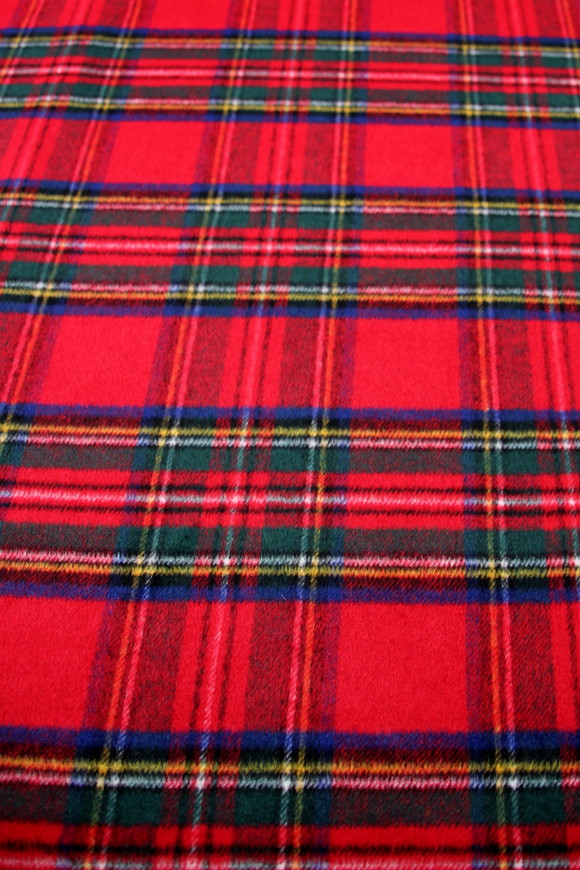 Red, Brushed Royal Tartan Wool Blend