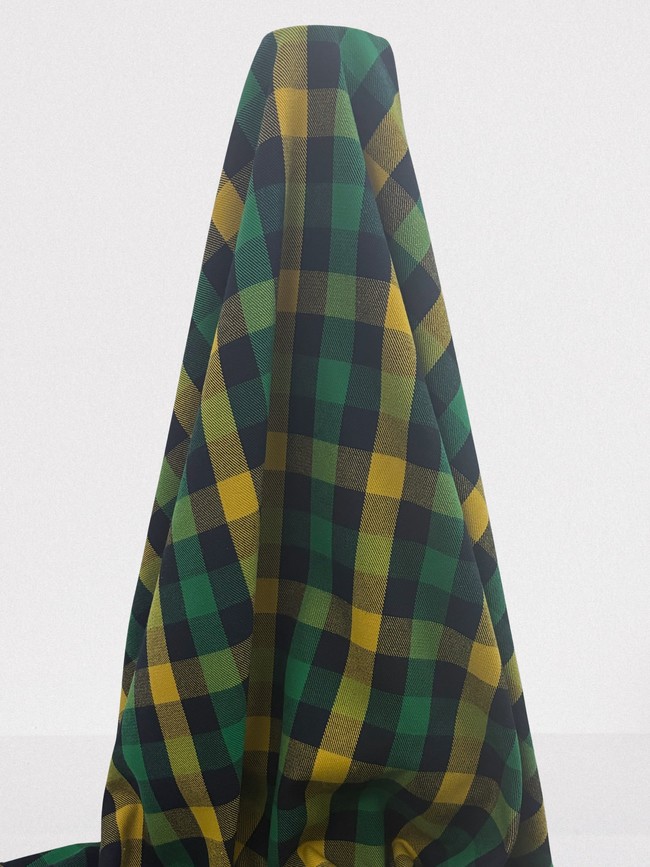 Citrus & Black Brushed Cotton Check