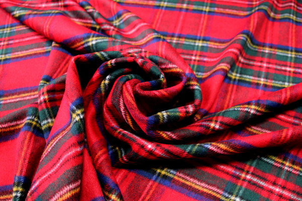Red, Brushed Royal Tartan Wool Blend