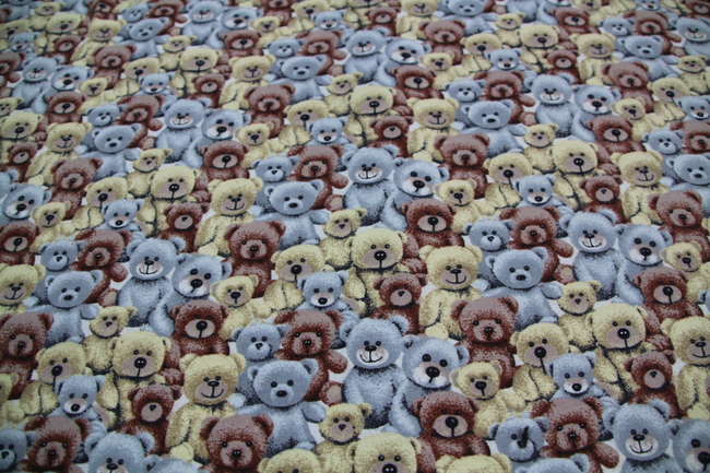 Browns & Grey Teddies Printed Flannelette