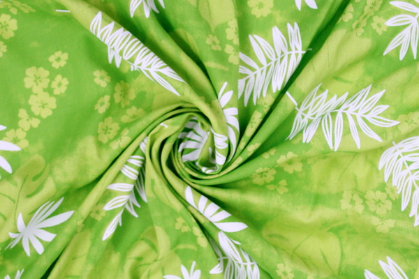 Island Palms on Lime Printed Cotton/Rayon Blend