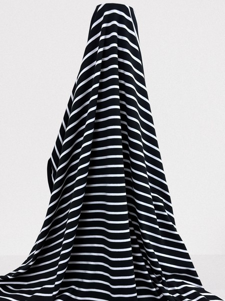 White on Black Stripe T-Shirting