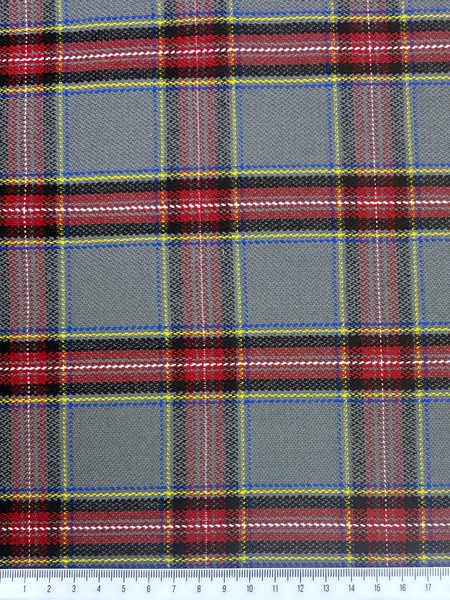 Red, Royal & Gold on Grey Brushed Cotton Check