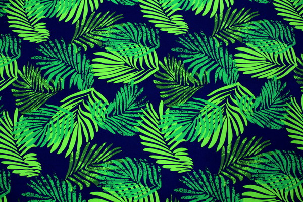 Greens on Navy Pasifika Palms Cotton