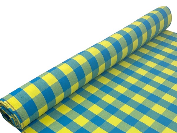 Lemon & Turquoise Brushed Cotton Check