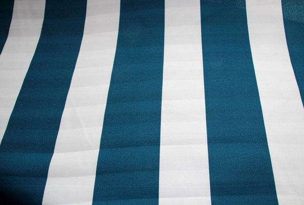 White & Teal Wide Stripes Waterproofed & UV Coated Canvas