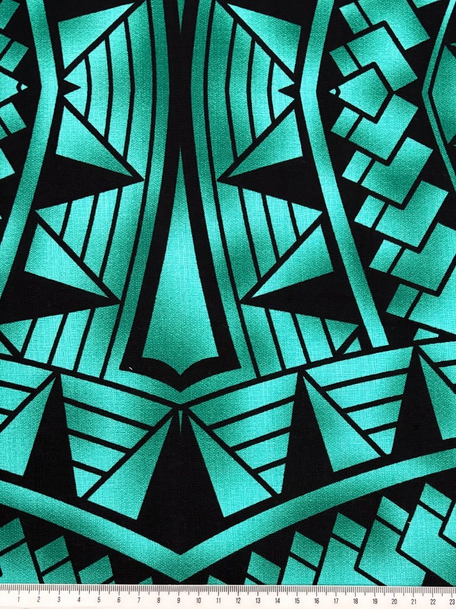 Teals & Black Pacific Island Cotton Dobby