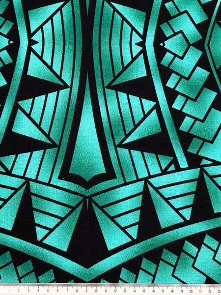 Teals & Black Pacific Island Cotton Dobby