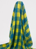 Lemon & Turquoise Brushed Cotton Check