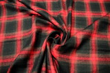 Red & Black Tartan Wool Shirting
