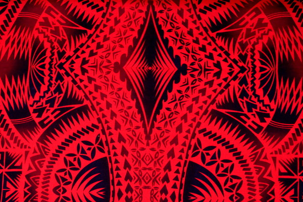 Samoan Inspired Red & Black Printed Pasifika Dobby