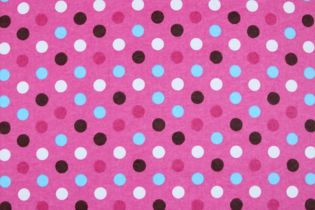 Multi Dots on Hot Pink Printed Flannelette