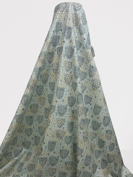 Honeycomb & Hives on Palest Green Printed Cotton