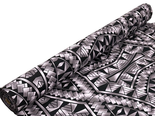Black & Grey Pacific Island Cotton Dobby