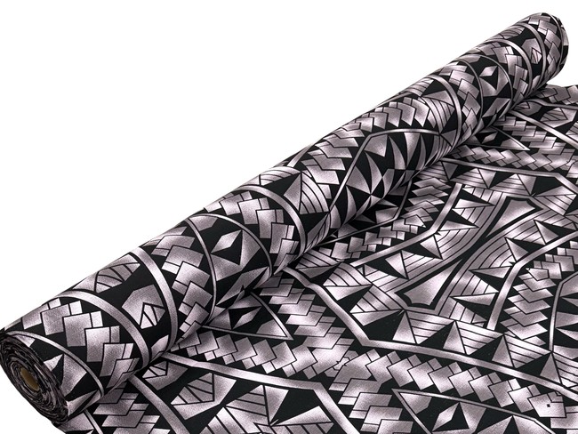 Black & Grey Pacific Island Cotton Dobby