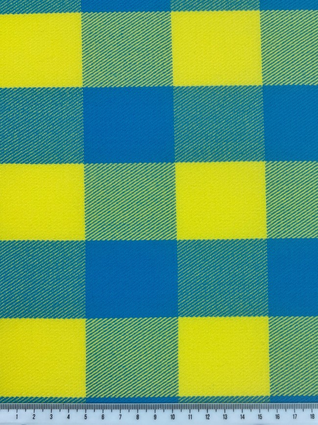 Lemon & Turquoise Brushed Cotton Check