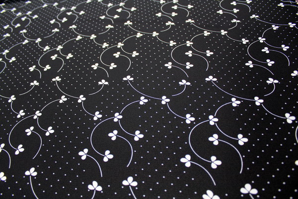 White on Black Spotted Garden Printed Polyester