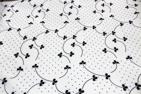 Black on White Spotted Garden Printed Georgette