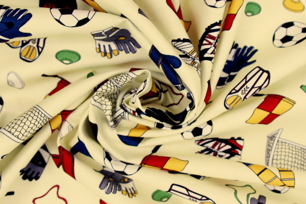 Football Fun On Pale Lemon Printed Cotton