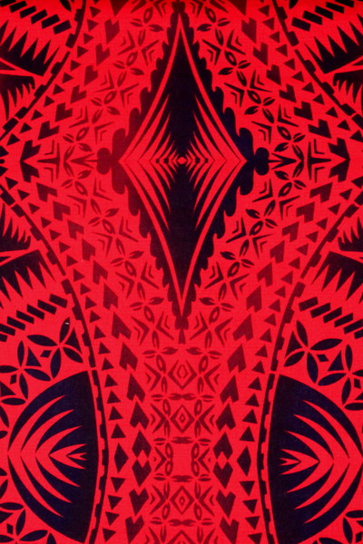 Samoan Inspired Red & Black Printed Pasifika Dobby