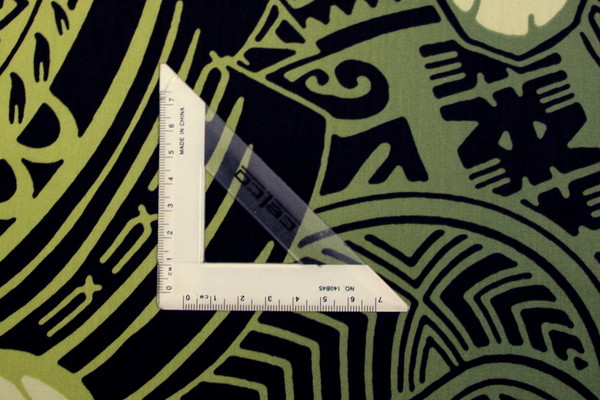 Olives & Greens Pacific Design on Black Printed Cotton