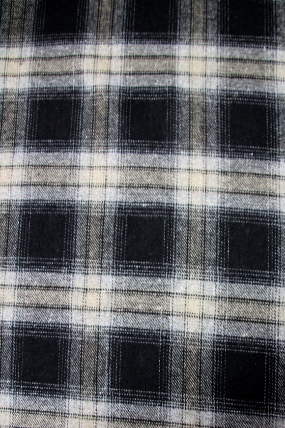 Fawn, Grey & Black Tartan Wool Shirting