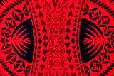 Samoan Inspired Red & Black Printed Pasifika Dobby