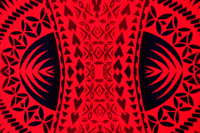 Samoan Inspired Red & Black Printed Pasifika Dobby