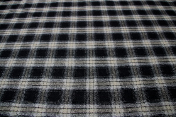 Fawn, Grey & Black Tartan Wool Shirting