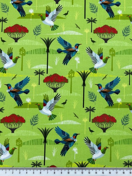 Bird Life, Land & Sea Kiwiana Cotton