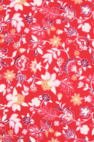 Floral Burst on Spanish Red Printed Rayon with Crepe Finish