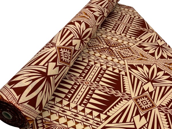 Rust & Caramel on Buttermilk Pacific Island Cotton Dobby