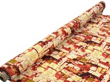Rust & Lemon Lime Toned Blocks Printed Linen Blend