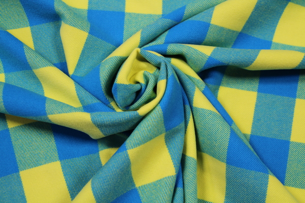 Lemon & Turquoise Brushed Cotton Check