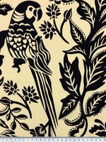 Parrots in Black on Butterscotch Digital Printed Viscose