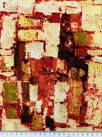 Rust & Lemon Lime Toned Blocks Printed Linen Blend
