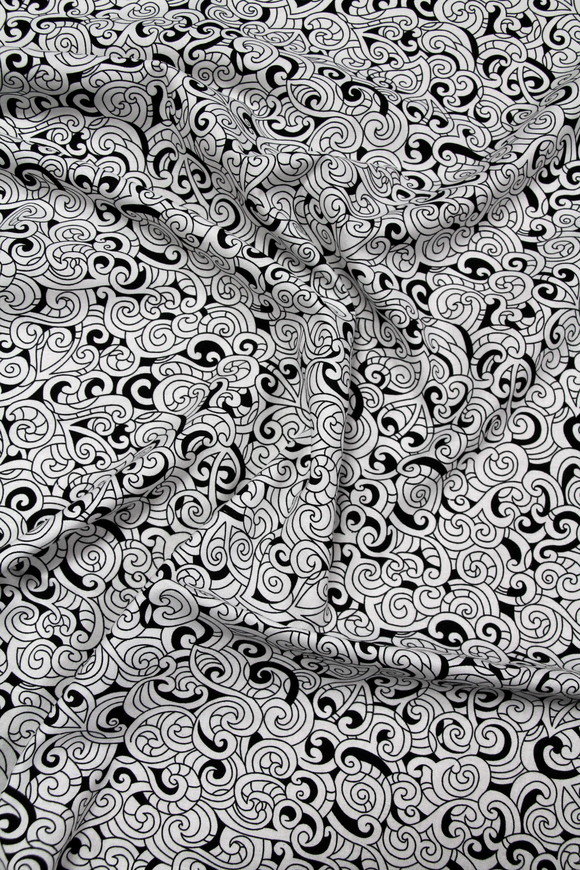 Black & White Moko Design Kiwiana Cotton