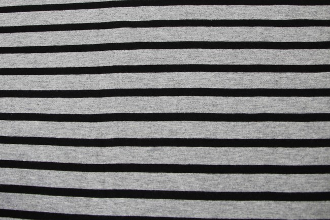 Black & Grey Marle Stripes Cotton Lycra